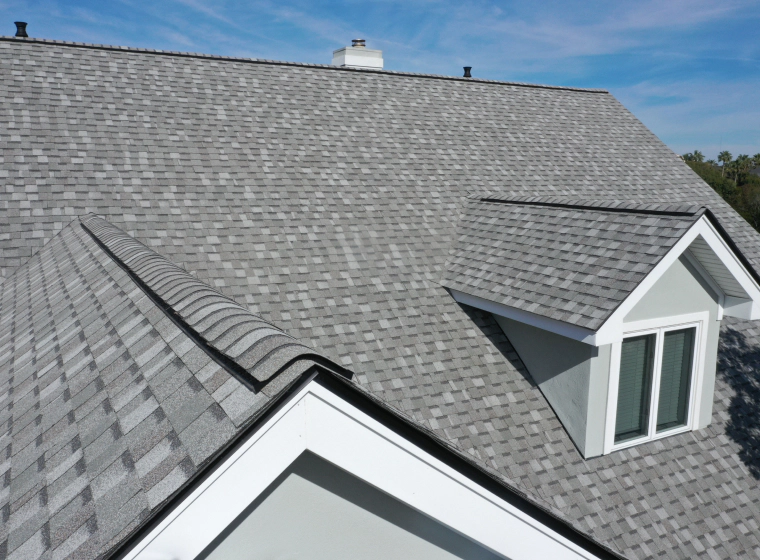 grey roof shingles on residential house